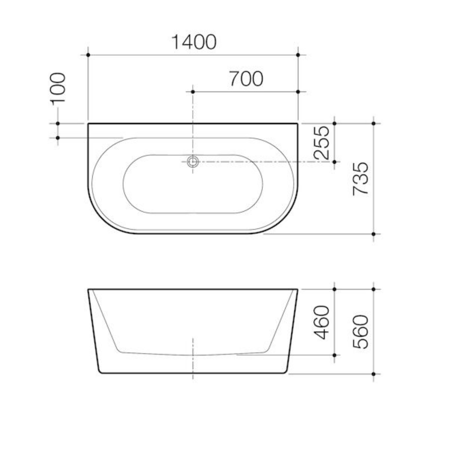 Caroma Urbane II Back To Wall Bath 1400mm