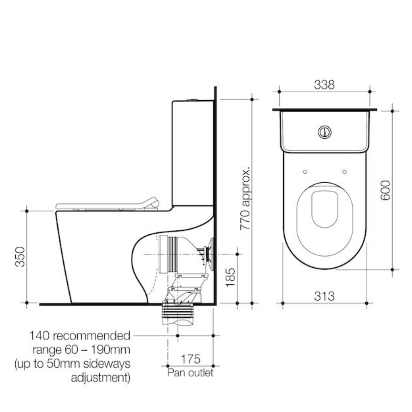 Caroma Liano Junior Cleanflush Wall Faced Toilet Suite