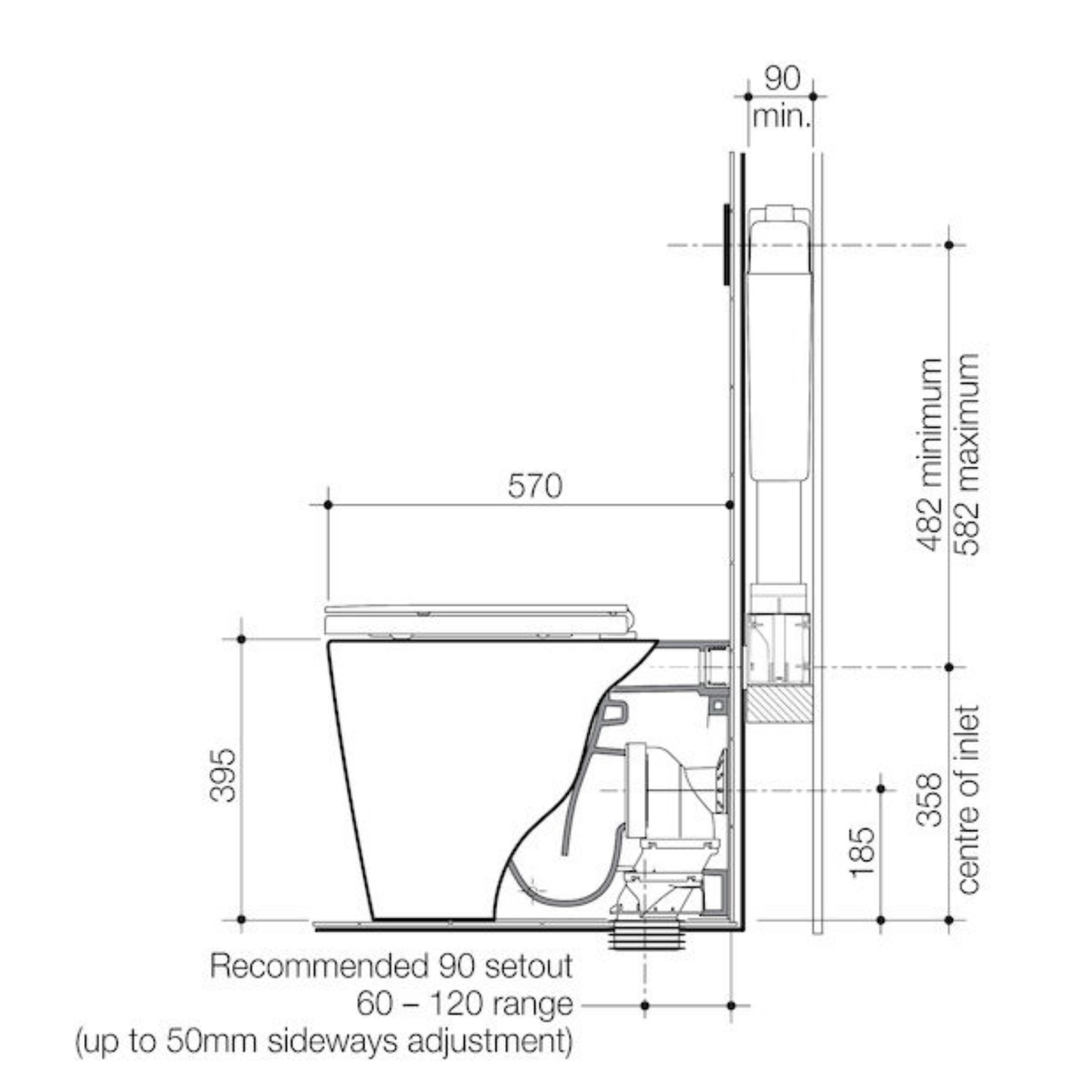 Caroma Liano Cleanflush Wall Faced Invisi Series II Toilet Suite (with GermGard)