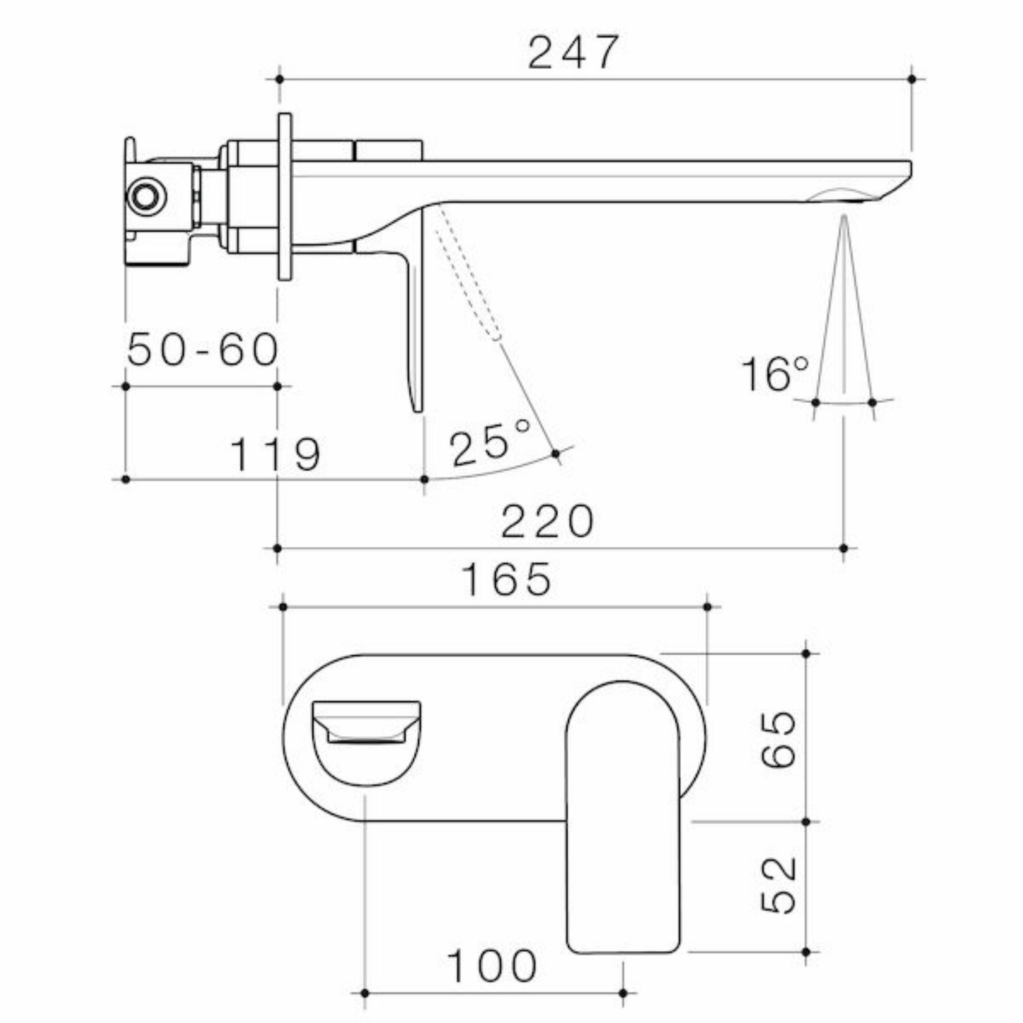 Caroma Urbane II Wall Basin/Bath Mixer (Round Cover Plate) 220mm - Available in 5 Colours