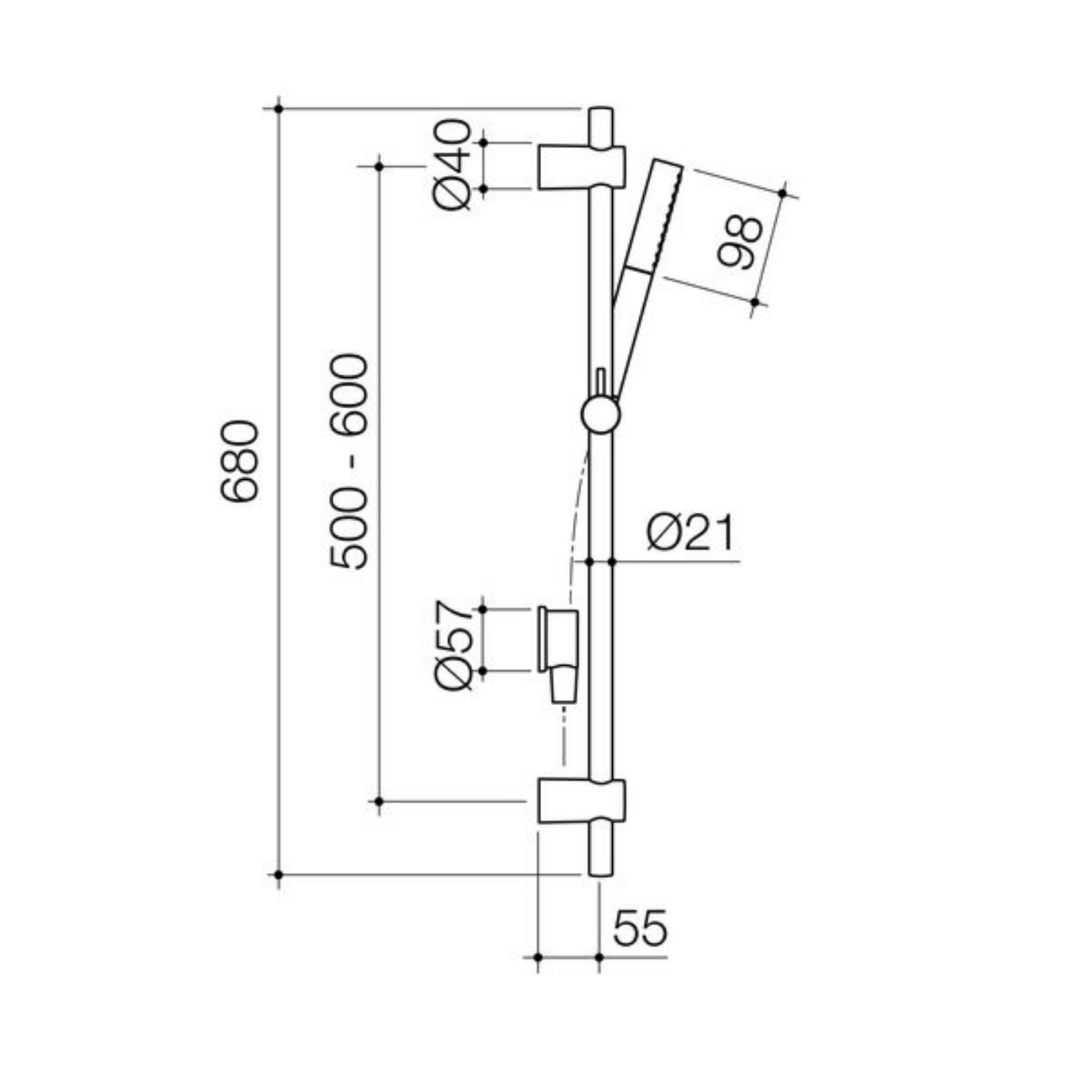 Caroma Liano II 3 Function Microphone Rail Shower | Available in 6 Colours