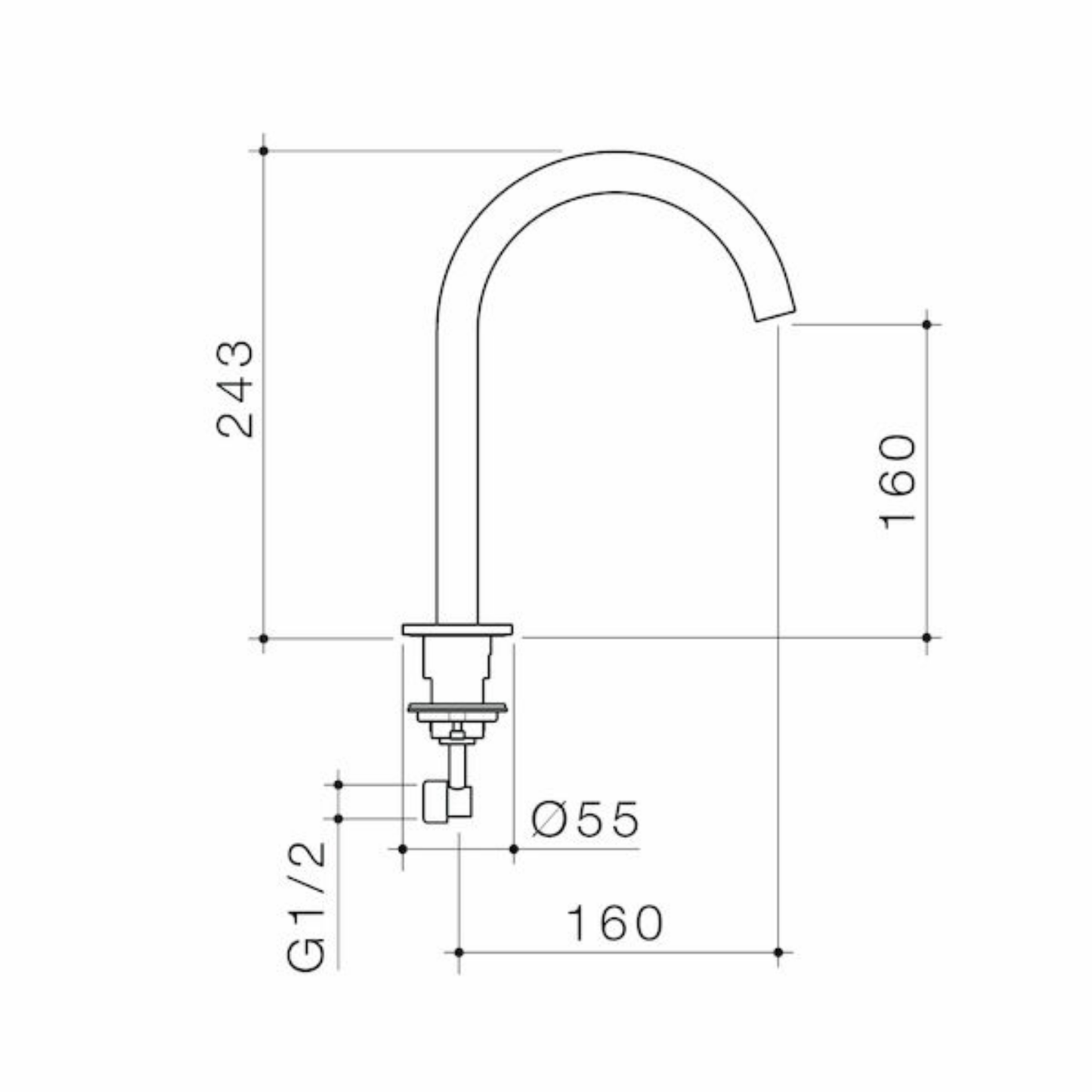 Caroma Liano II Hob Swivel Spout 160mm | Available in 6 Colours