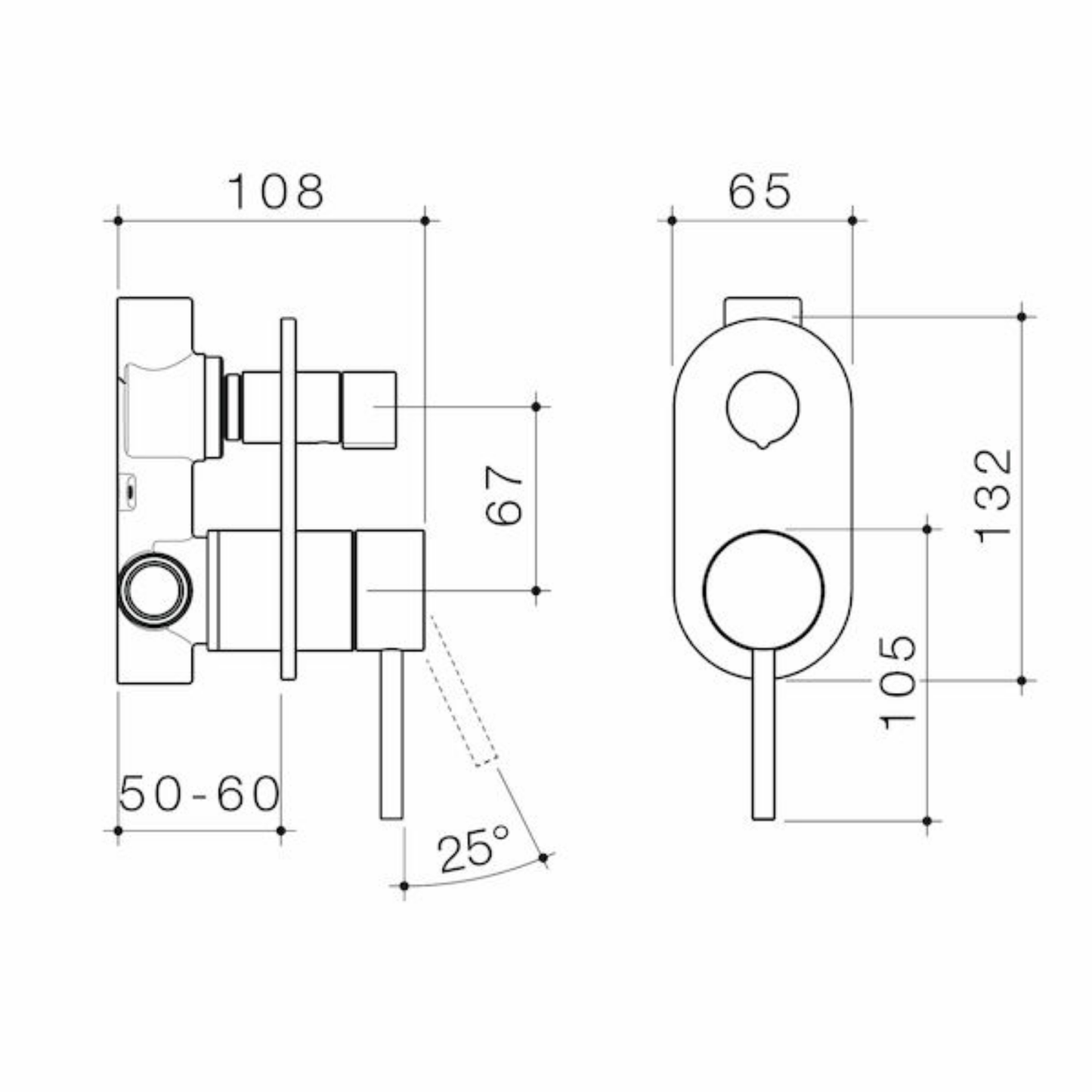 Caroma Liano II Bath/Shower Diverter Mixer | Available in 6 Colours