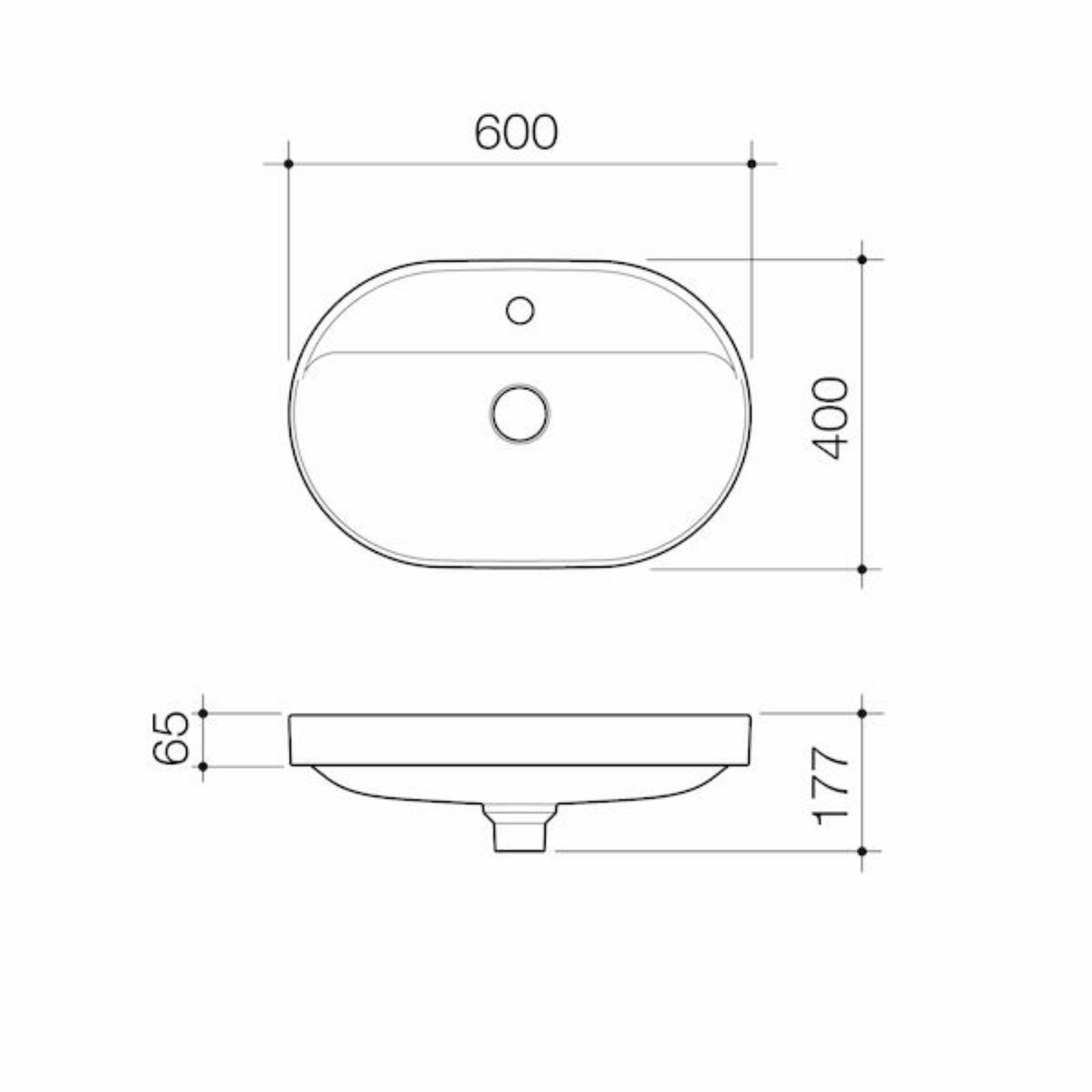 Caroma Liano II Pill Inset Basin 600 x 400mm | Available in 7 Colours