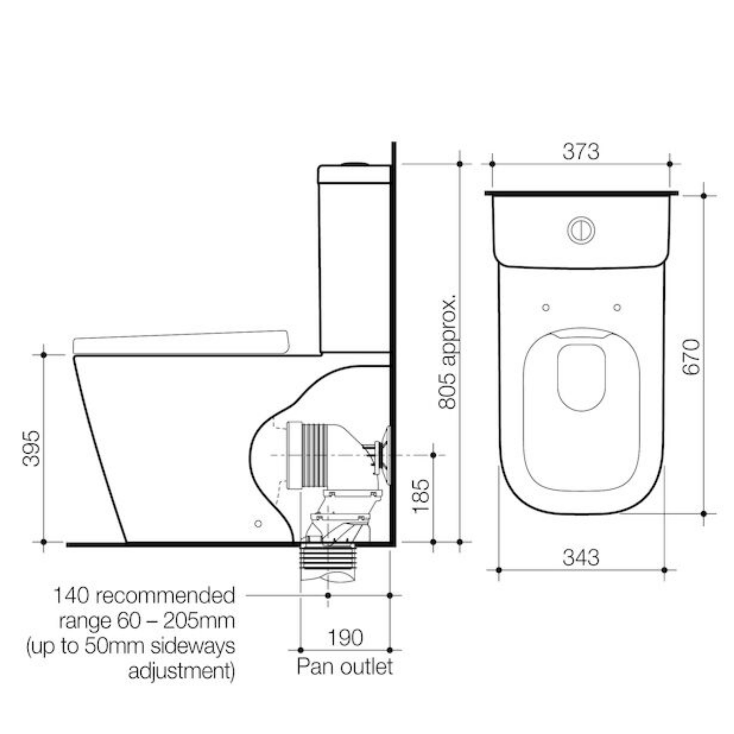 Caroma Luna Square Cleanflush Wall Faced Toilet Suite