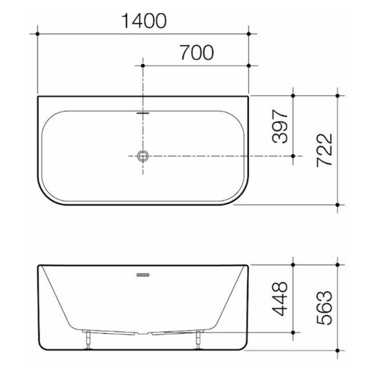 Caroma Luna Back to Wall Bath 1400mm