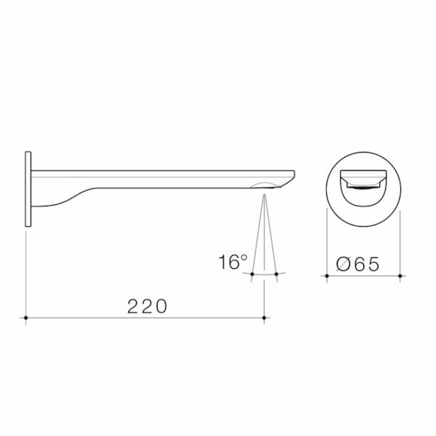 Caroma Urbane II Basin/Bath Spout (Round Cover Plate) 220mm - Available in 5 Colours