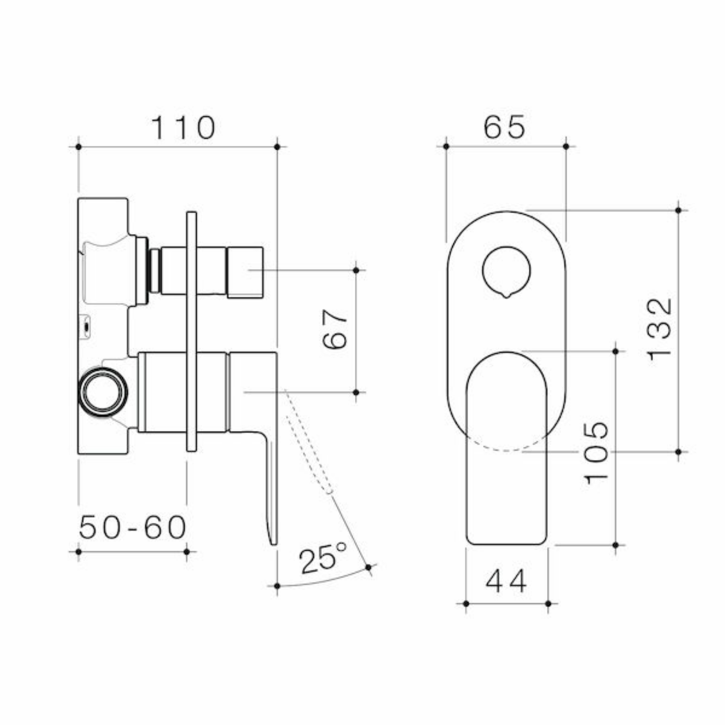 Caroma Urbane II Bath/Shower Diverter Mixer (Round Cover Plate) - Available in 5 Colours