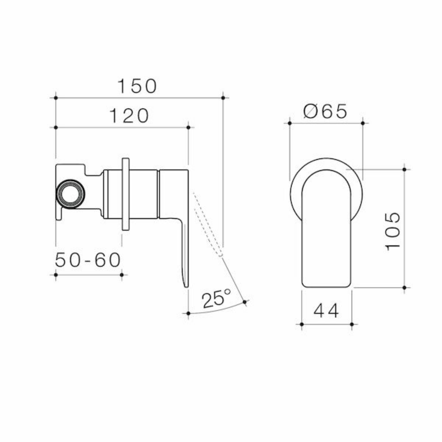 Caroma Urbane II Bath/Shower Mixer (Round Cover Plate) - Available in 5 Colours