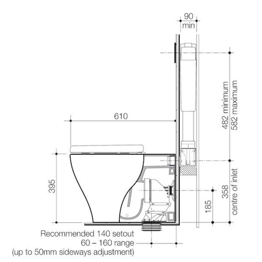 Caroma Luna Cleanflush Invisi Series II Wall Faced Toilet Suite