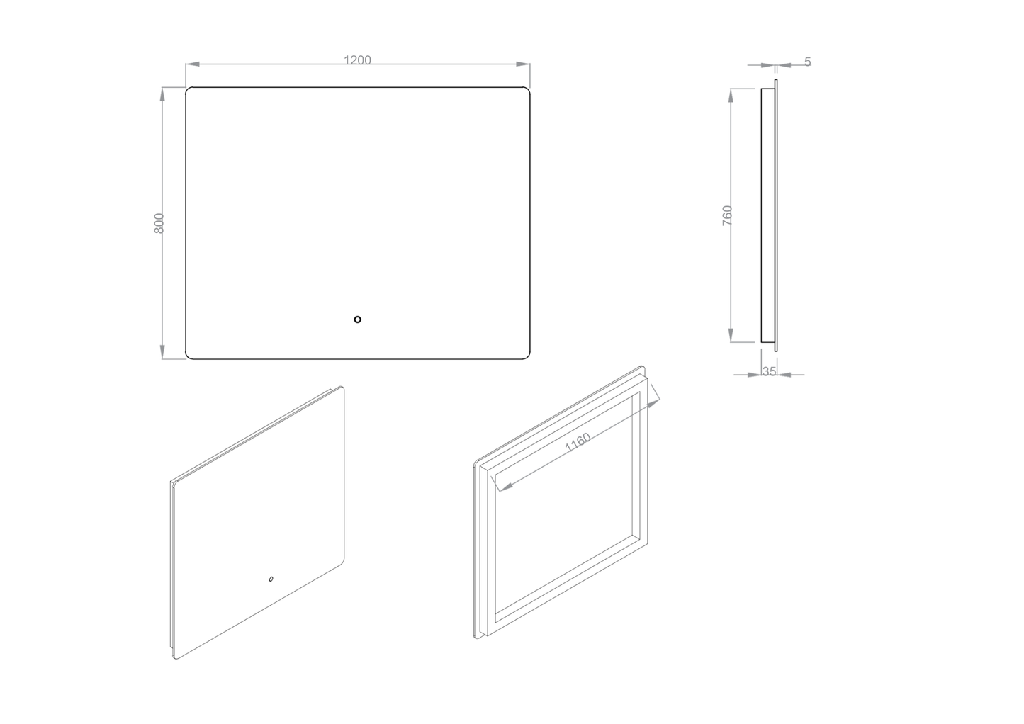 Avant Rectangle Backlit Mirror with Demister | 1200 x 800mm