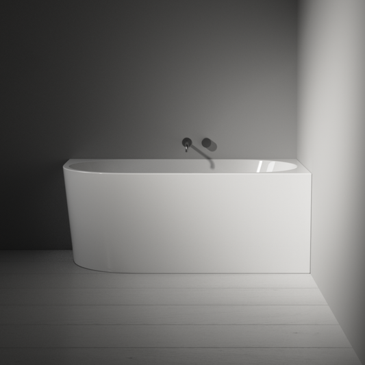 Plumbline Tondo Back To Wall Bath (Right Corner) - 3 Size Options