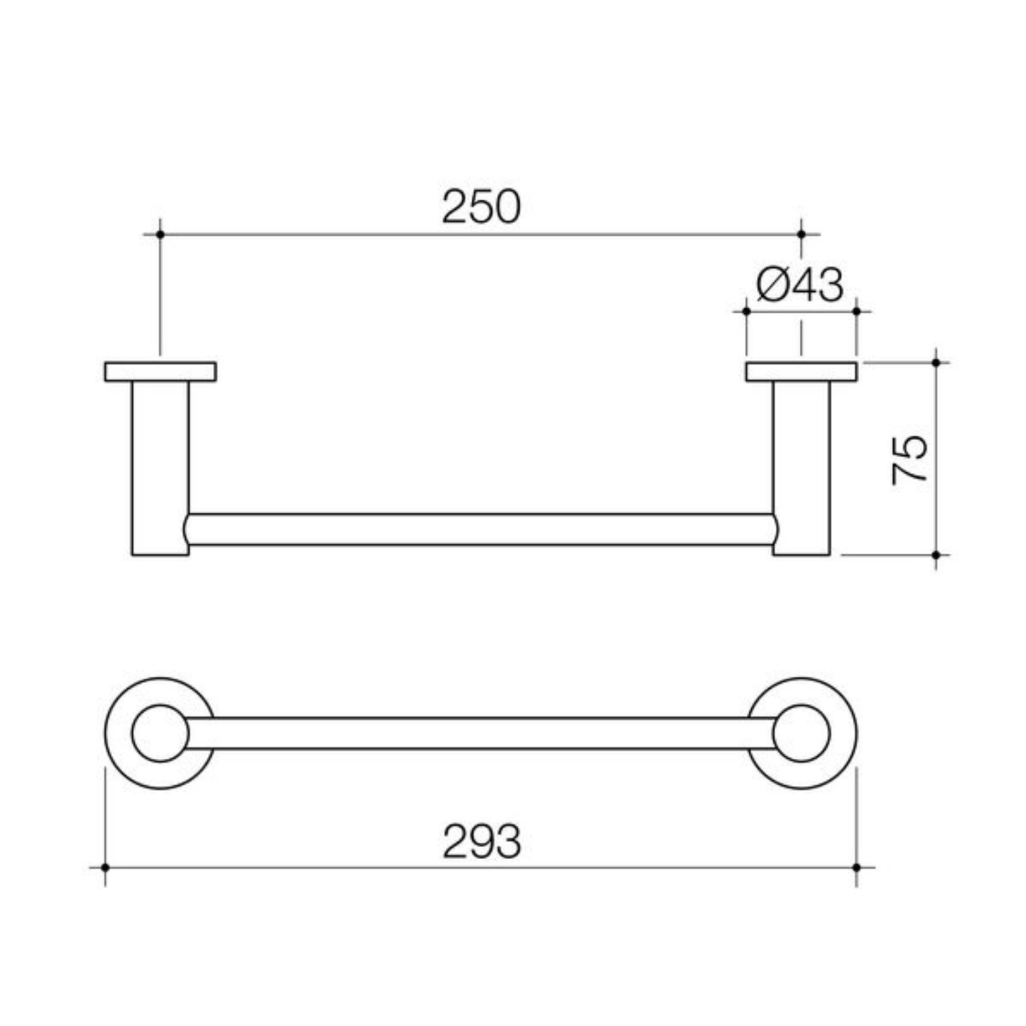 Caroma Liano II Hand Towel Rail 250mm | Available in 6 Colours