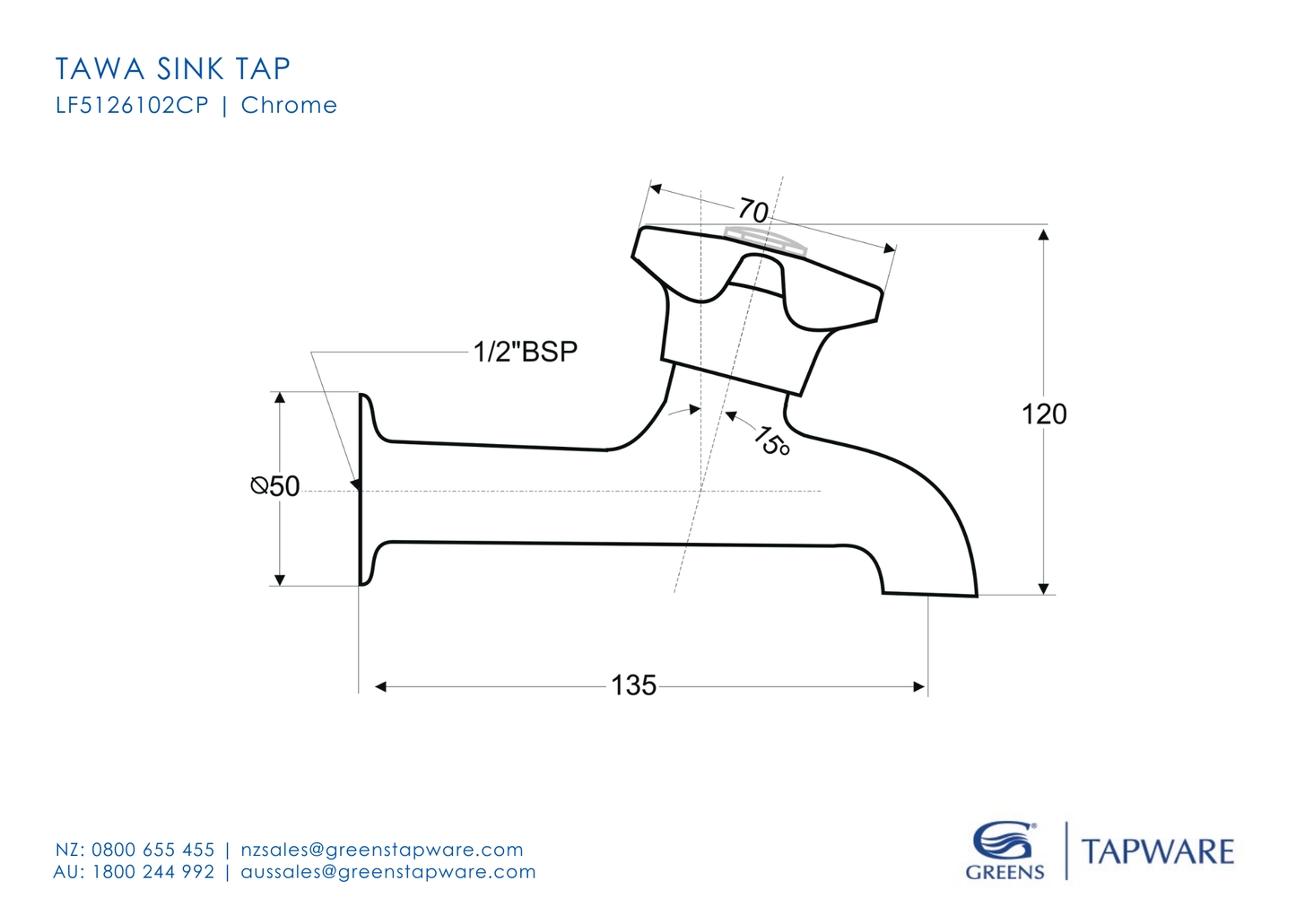 Tawa Sink Taps - Chrome
