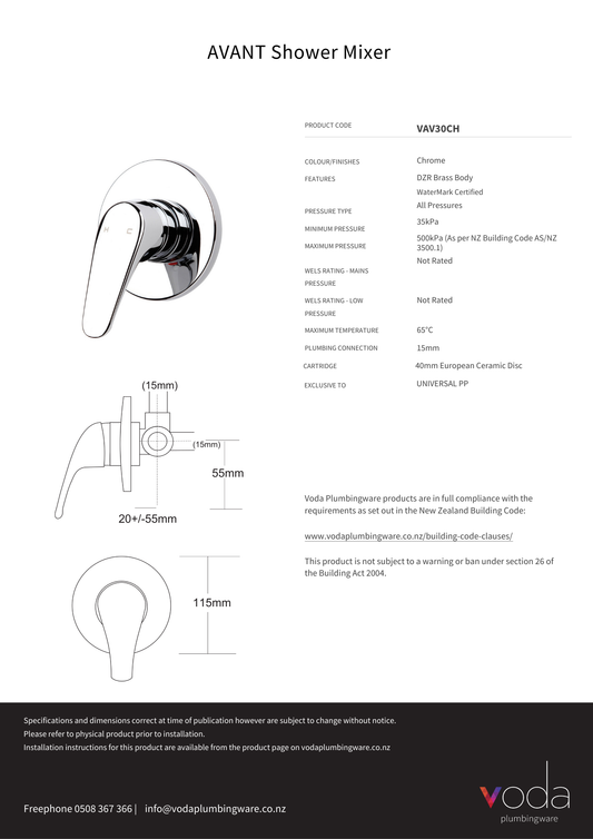Avant Shower Mixer - Chrome