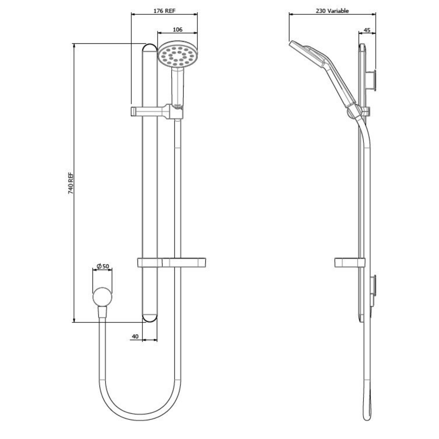 Methven Maku MK2 Satinjet Rail Shower | Chrome/Graphite