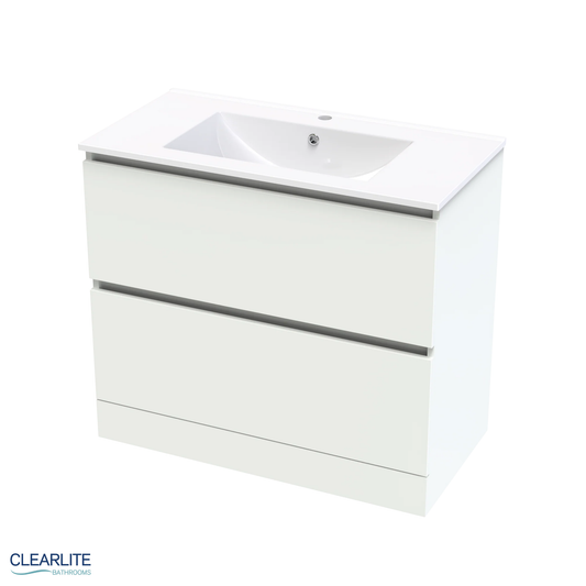 Clearlite Pacific Rise Double Drawer Floor Standing Vanity 900mm - Available in 3 Colours