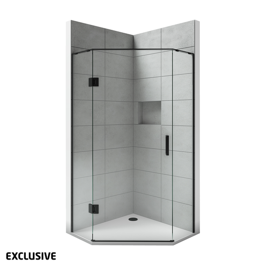 Scenic Angled Hinged Tiled Shower- 2 Sizes / 2 Colour Options