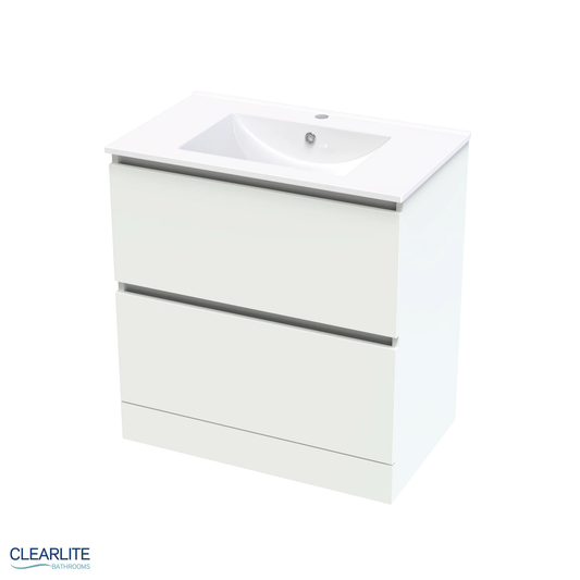 Clearlite Pacific Rise Double Drawer Floor Standing Vanity 750mm - Available in 3 Colours