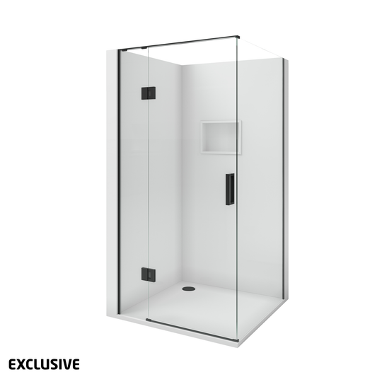 Scenic 2-Sided Hinged Shower 900mm x 900mm - 2 Wall / 2 Colour Options