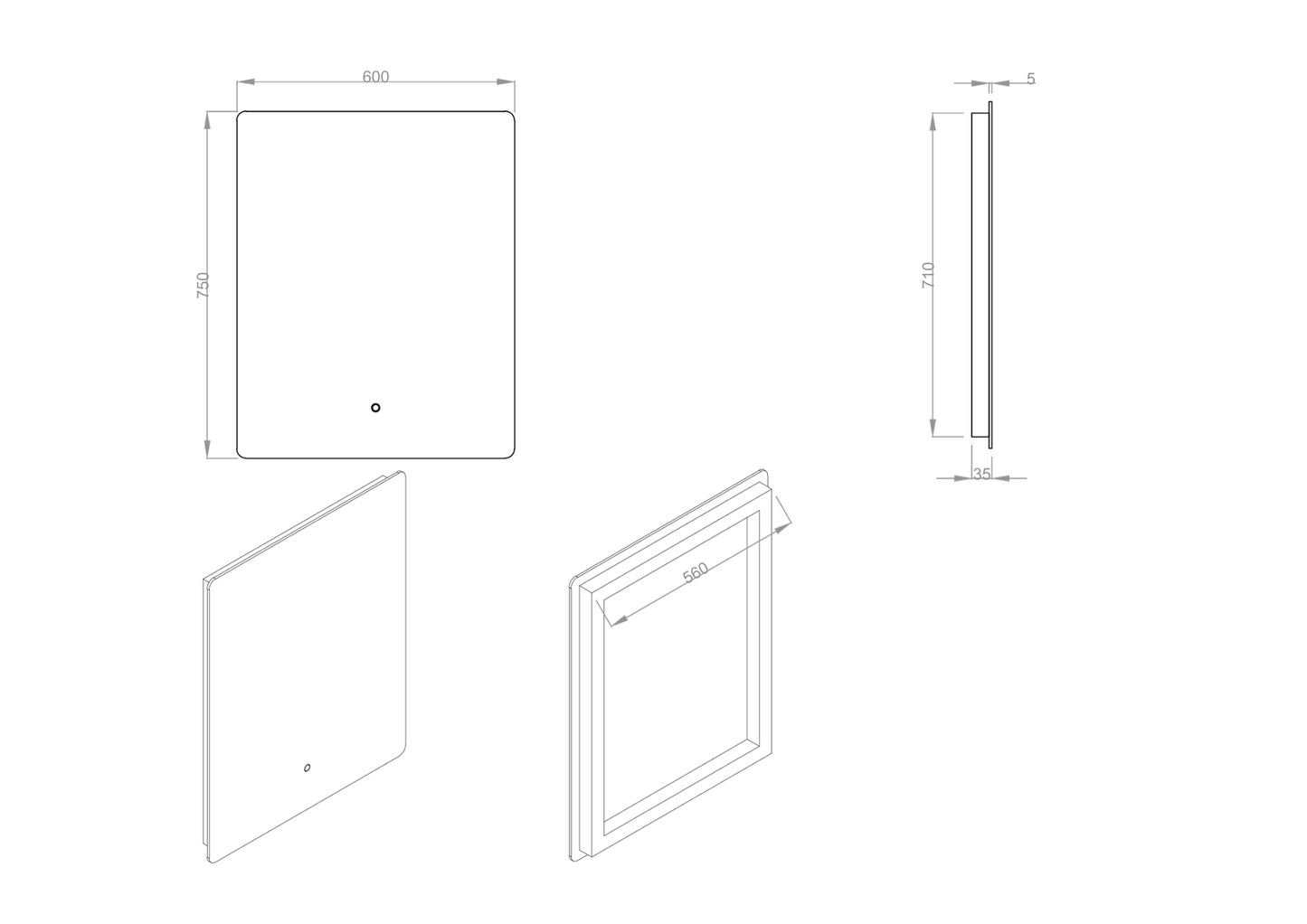 Avant Rectangle Backlit Mirror with Demister - 5 Size Options
