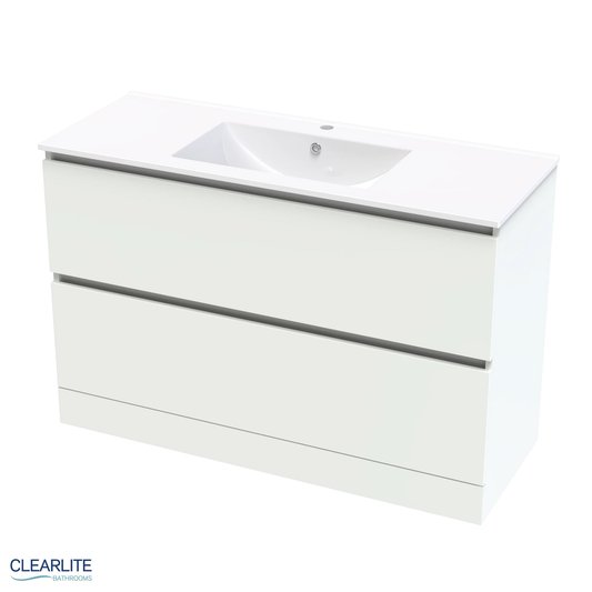 Clearlite Pacific Rise Double Drawer Floor Standing Vanity 1200mm - Available in 3 Colours