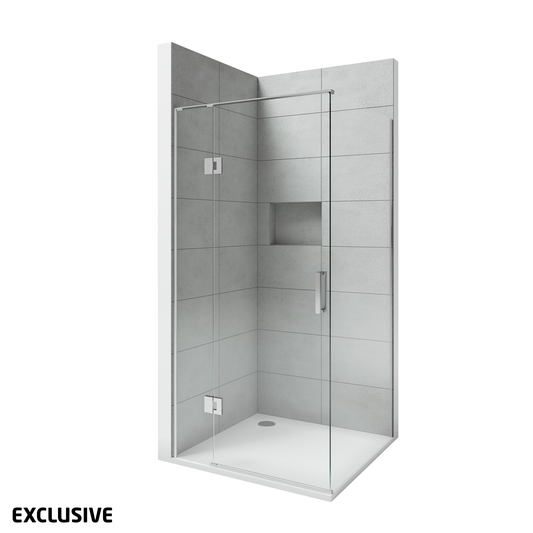 Scenic 2-Sided Hinged Tiled Shower - 2 Sizes / 2 Colour Options