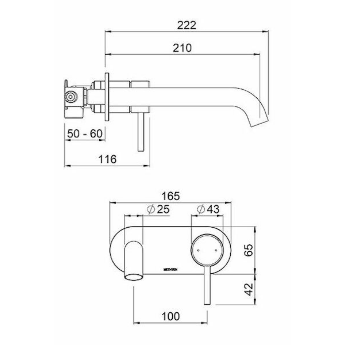 Methven Minimalist MK2 Wall Mounted Mixer with Spout - Available in 3 Colours