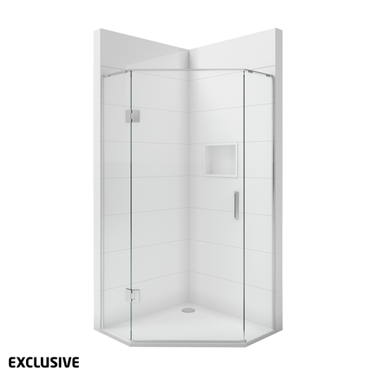 Scenic Angled Hinged Shower 900mm x 900mm - 2 Wall / 2 Colour Options