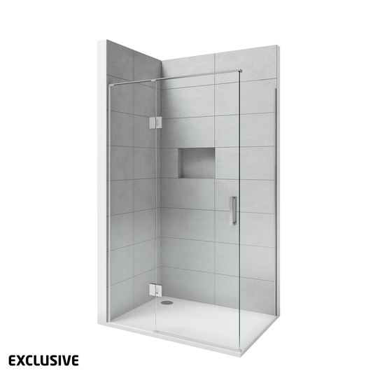 Scenic 2-Sided Hinged Tiled Shower 1200mm x 900mm Left Hand - 2 Colour Options