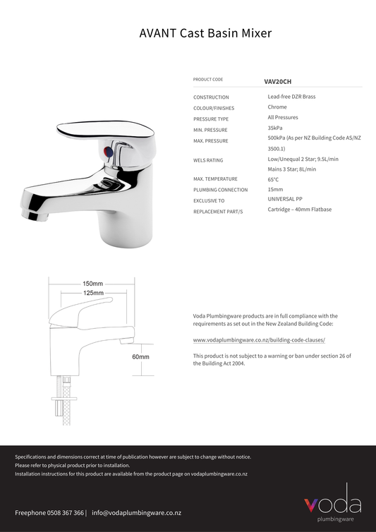Avant Basin Mixer - Chrome