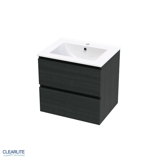 Clearlite Pacific Rise Double Drawer Wall Hung Vanity 600mm - Available in 3 Colours