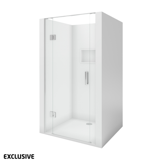 Scenic 3-Sided Hinged Shower 1000mm x 1000mm - 2 Wall / 2 Colour Options