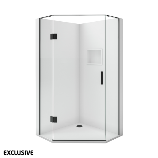 Scenic Angled Hinged Shower 1000mm x 1000mm - 2 Wall / 2 Colour Options