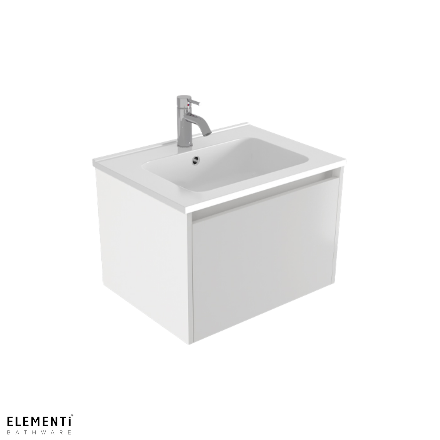 Elementi Novara 1 Drawer Wall Hung Vanity 600mm | Available in 11 Colours