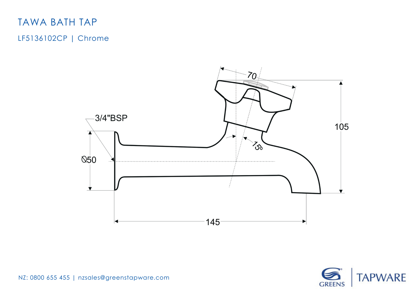 Tawa Bath Taps - Chrome