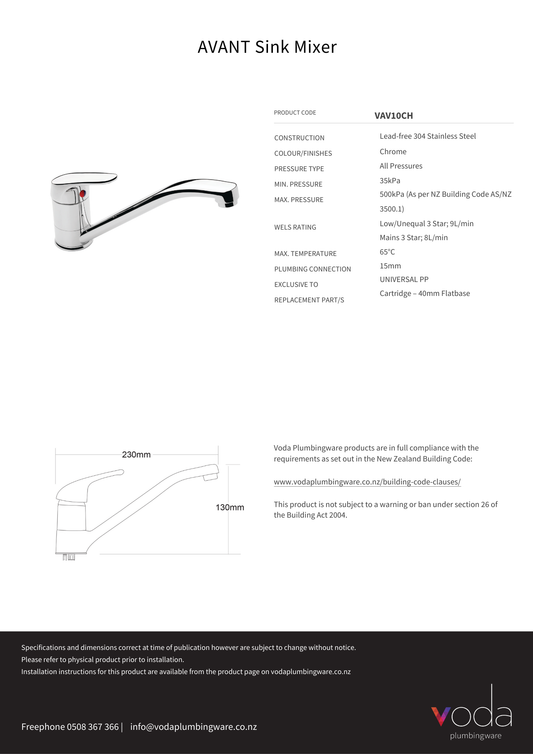 Avant Sink Mixer - Chrome