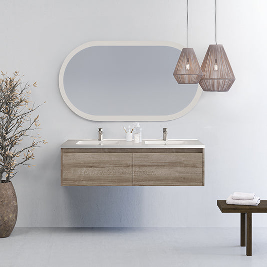 Elementi Novara 2 Drawer Wall Hung Vanity Double Bowl 1500mm - Available in 11 Colours