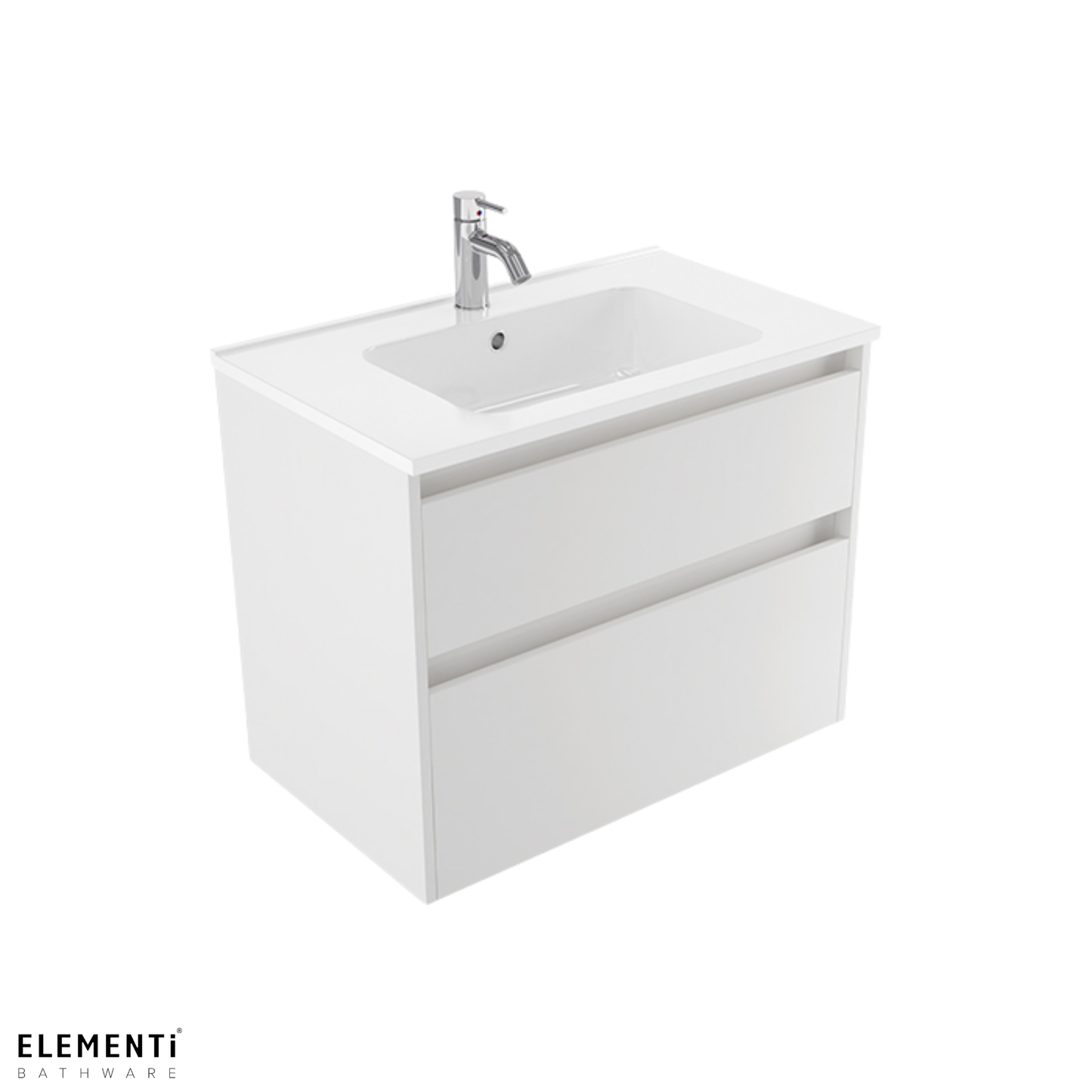 Elementi Novara 2 Drawer Wall Hung Vanity 750mm | Available in 11 Colours