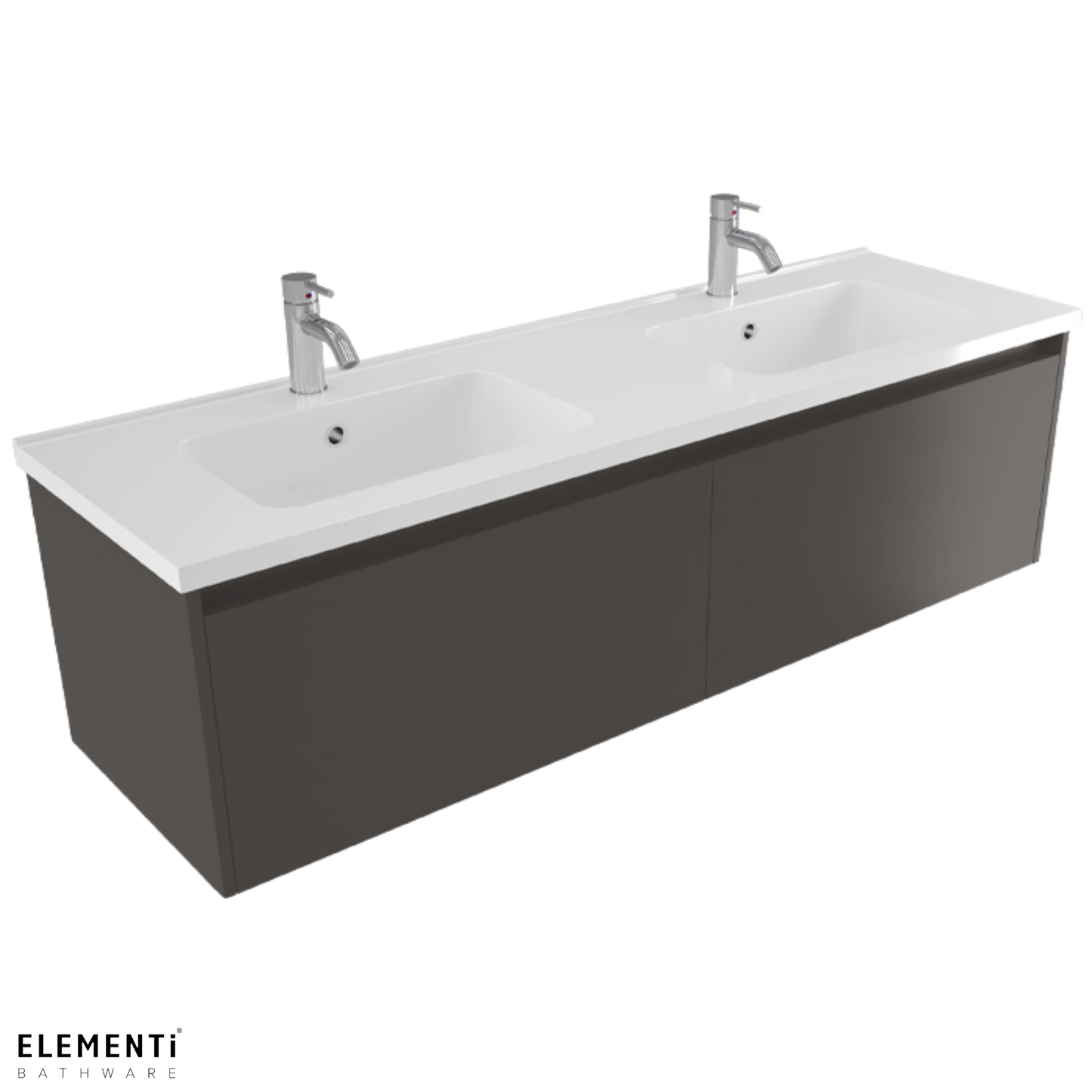 Elementi Novara 2 Drawer Wall Hung Vanity Double Bowl 1500mm - Available in 11 Colours