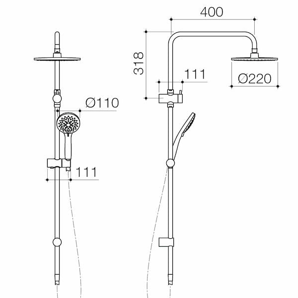 Stylus Basis Round Rail Shower with Overhead | Available in 3 Colours