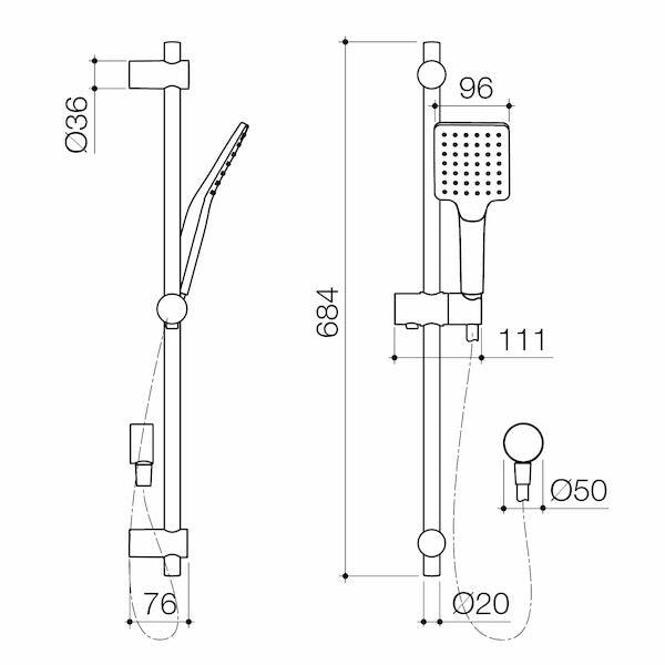 Stylus Basis Square Rail Shower | Available in 2 Colours