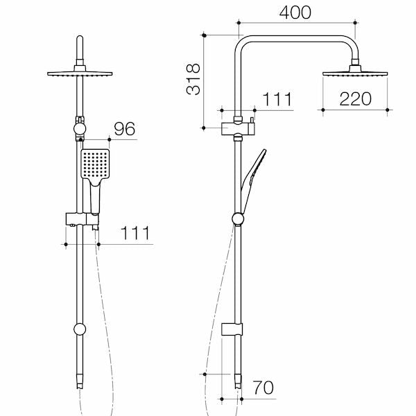 Stylus Basis Square Rail Shower with Overhead | Available in 3 Colours