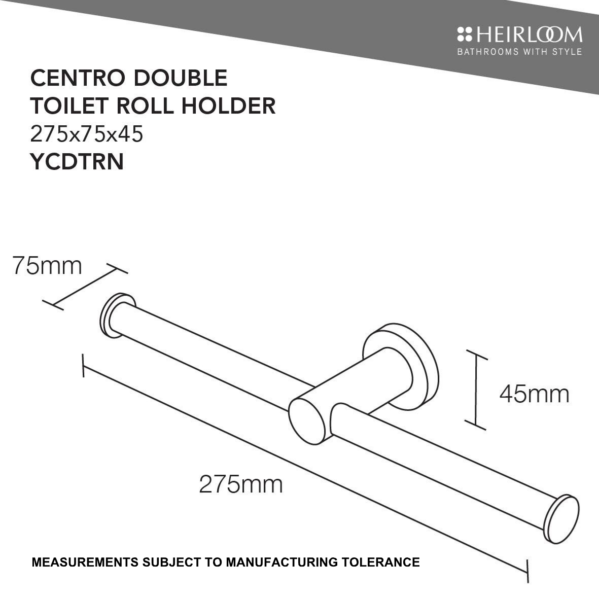 Heirloom Centro Double Toilet Roll Holder - Chrome
