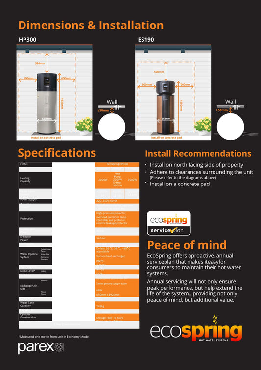 EcoSpring Heat Pump Hot Water Cylinder 190L