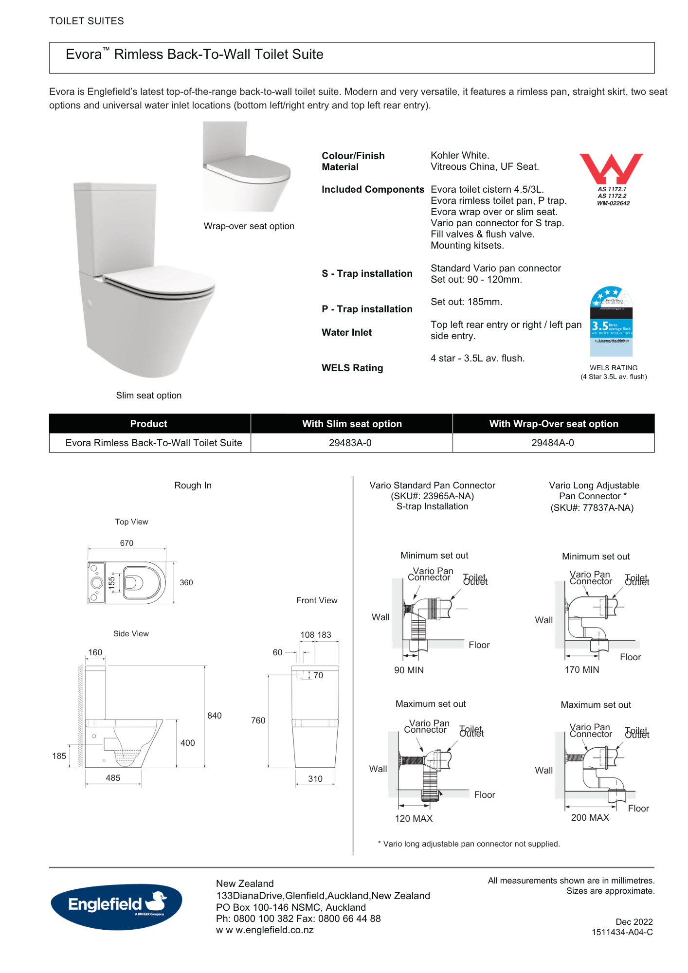 Englefield Evora Rimless Back to Wall Suite