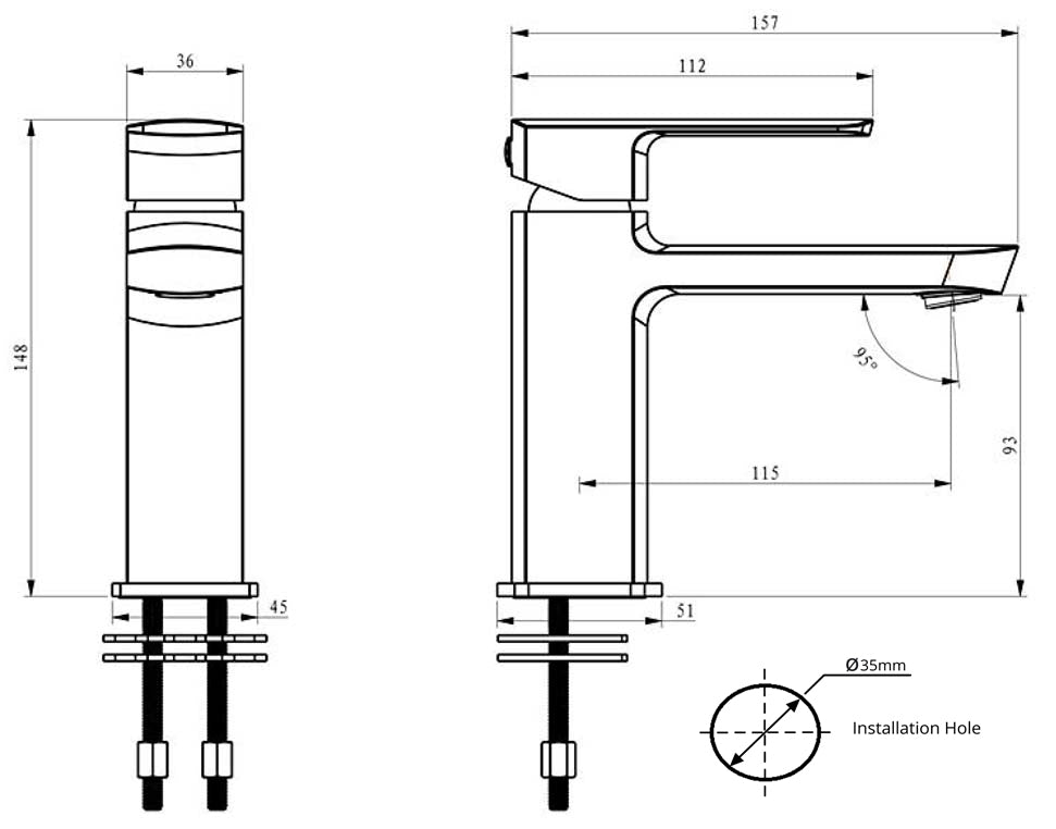 Elementi Ion Basin Mixer - 5 Colour Options