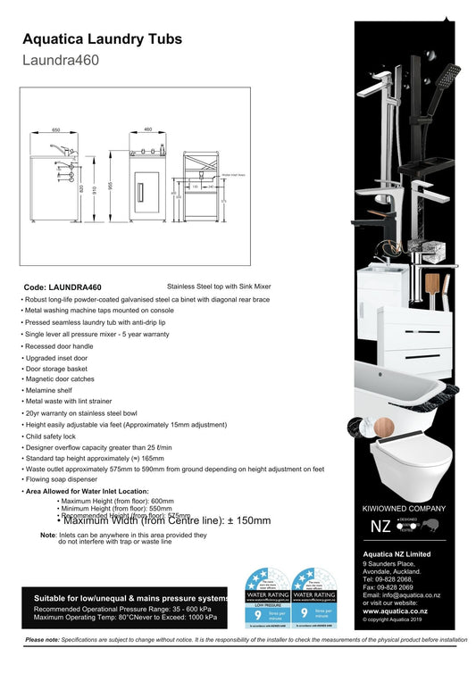 Aquatica Laundry Tub Door Model 460mm