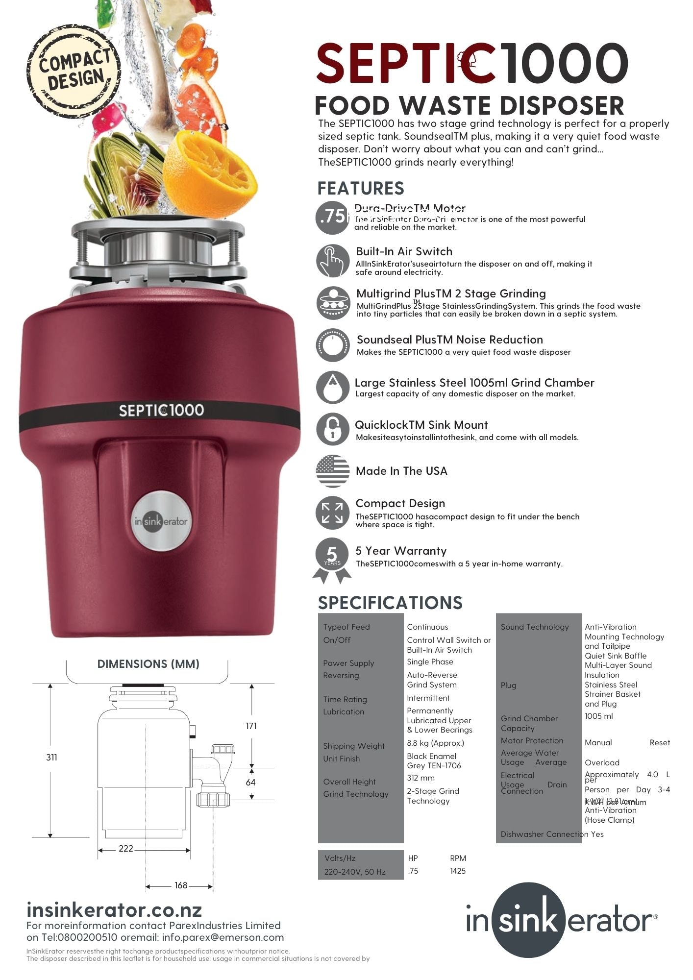 Insinkerator Septic 1000 Food Waste Disposer