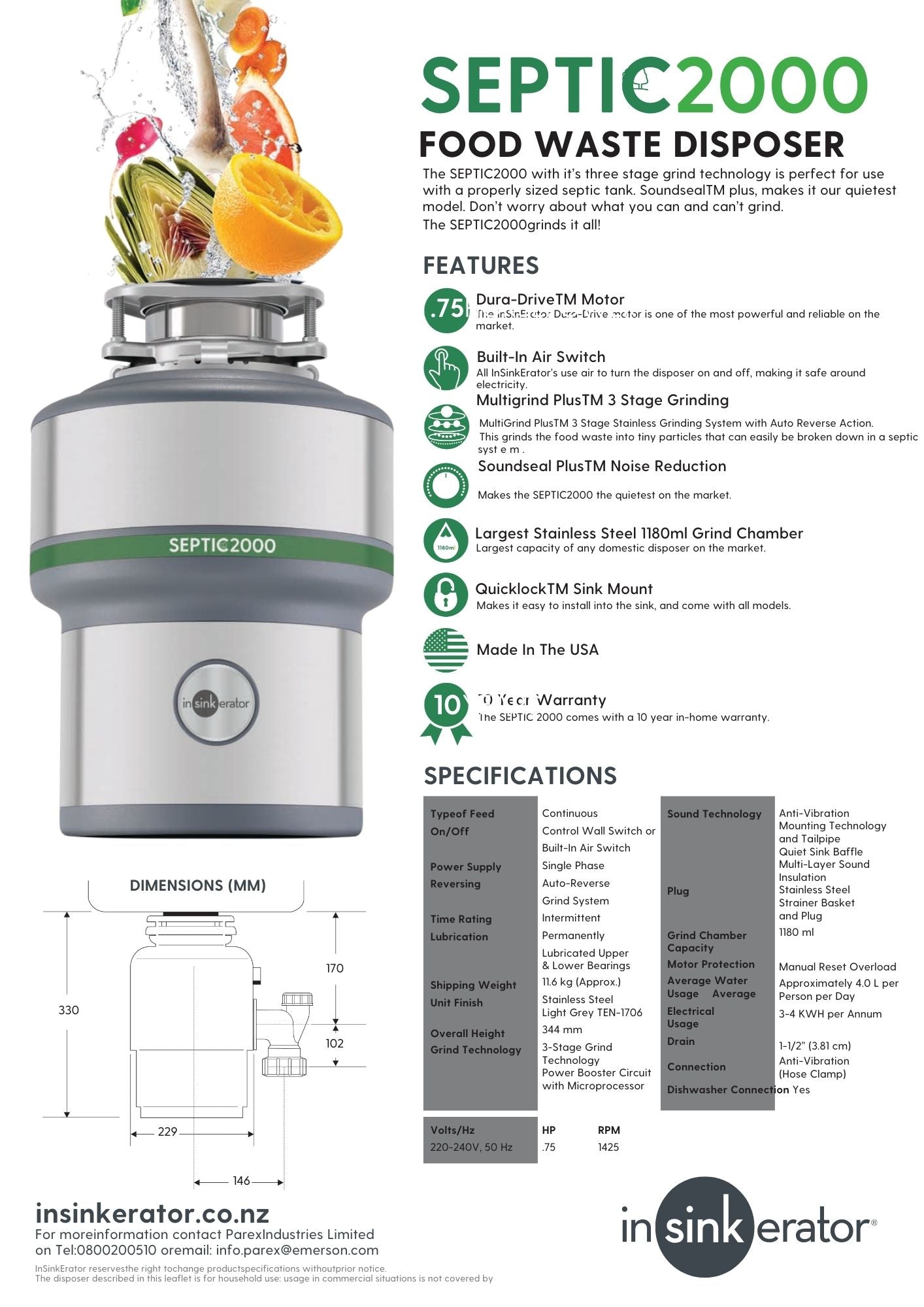 Insinkerator Septic 2000 Food Waste Disposer